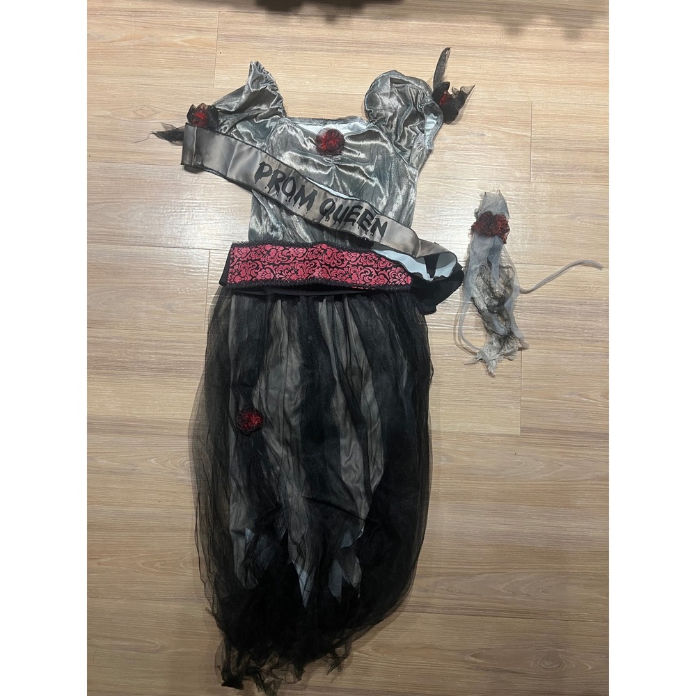 Amscan Girls Prom Corpse Costume Zombie Queen Gray Black Child Large 12-14